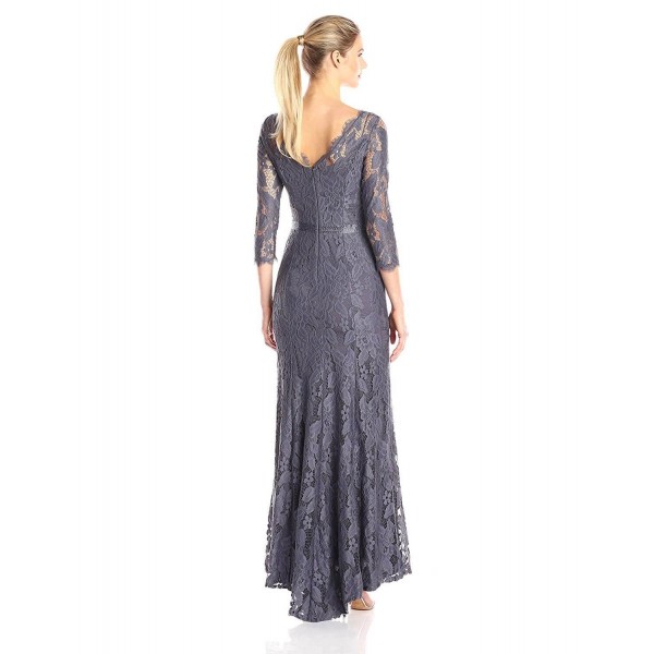 Adrianna Papell Long Formal Beaded Floral Lace Dress