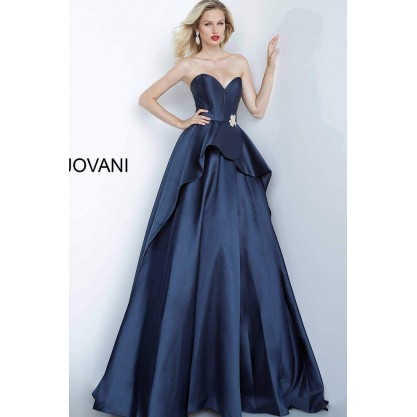 Jovani Long formal Prom Gown 68377 Navy