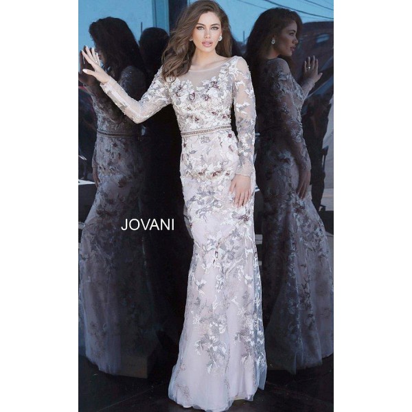 Jovani Long Formal Floral Lace Gown 00818
