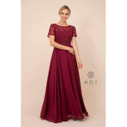 Long Gown With Appliqued Bodice Formal Dress