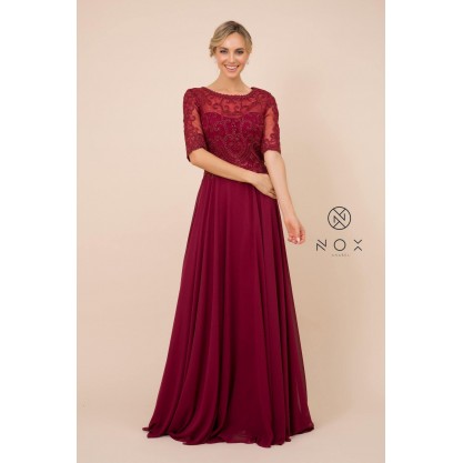 Long Gown With Embellished Bodice Formal Dress