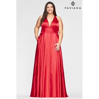 Faviana 9495 Long Formal Halter Plus Size Prom Gown