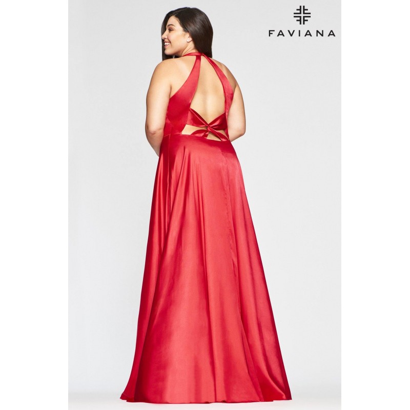 Faviana 9495 Long Formal Halter Plus Size Prom Gown