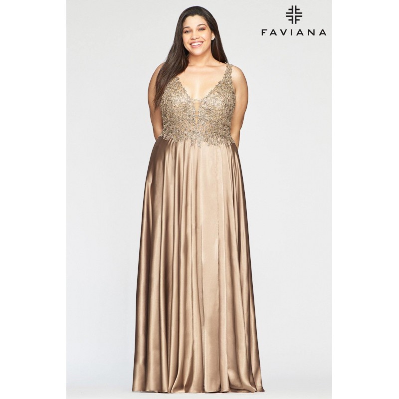 Faviana 9494 Long Sleeveless Plus Size Prom Dress
