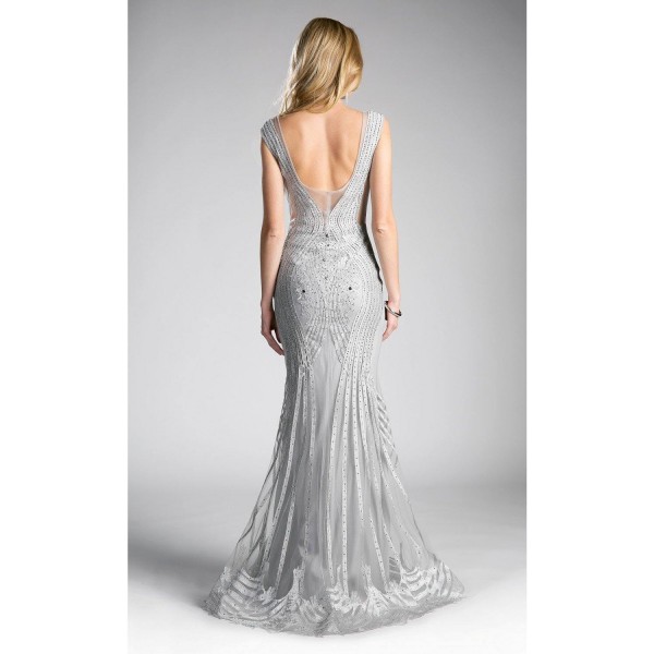 Silver Prom Long Formal Dress