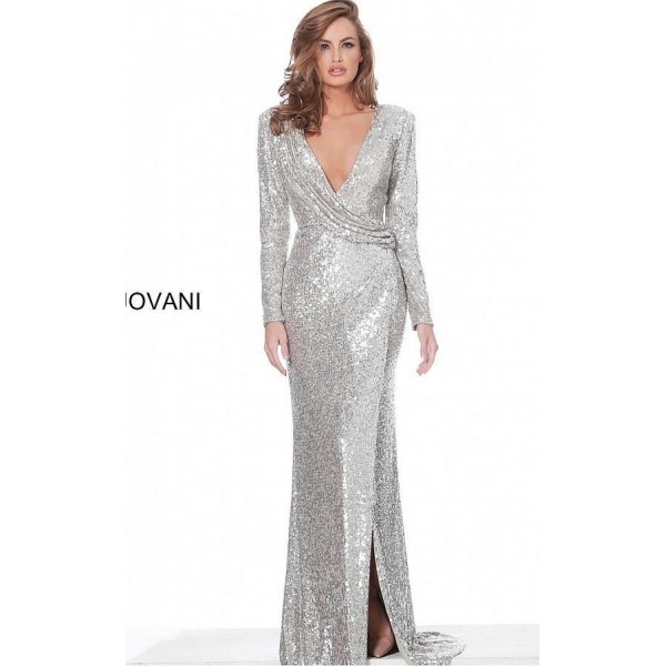 Jovani Long Sleeve Sequins Evening Prom Gown 04886