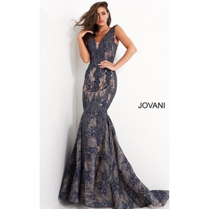 Jovani Formal Lace Mermaid Evening Long Dress 04585