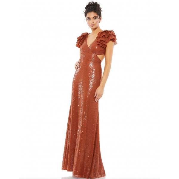 Mac Duggal Long Ruffle Sleeve Formal Dress 10829 Sale