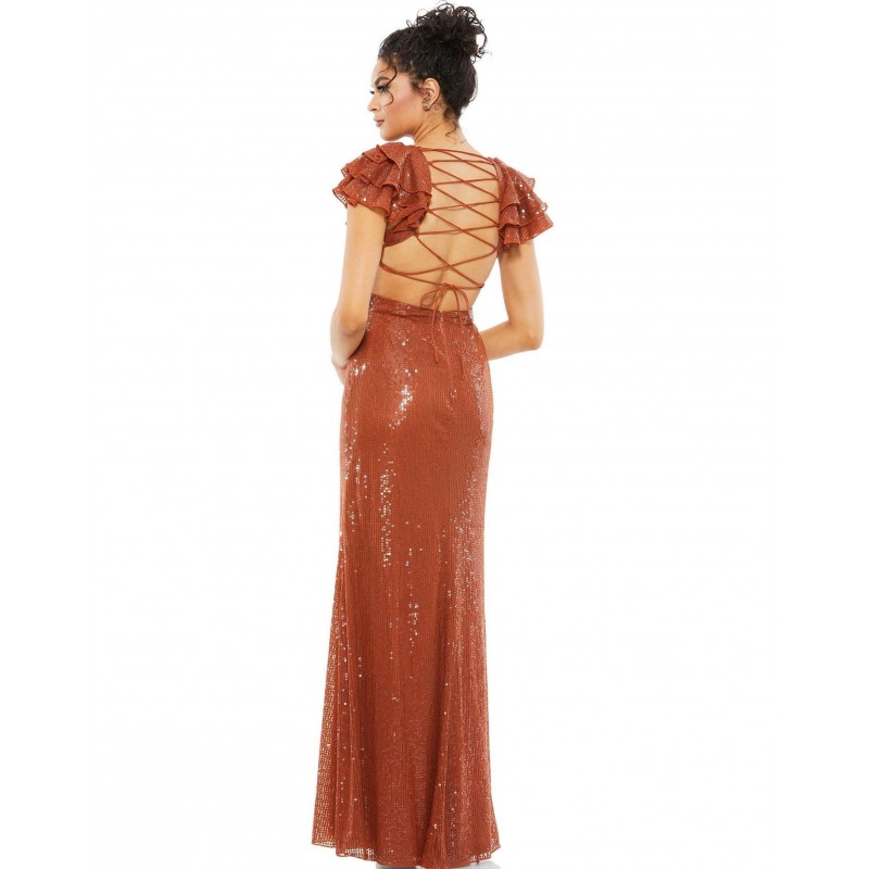 Mac Duggal Long Ruffle Sleeve Formal Dress 10829 Sale