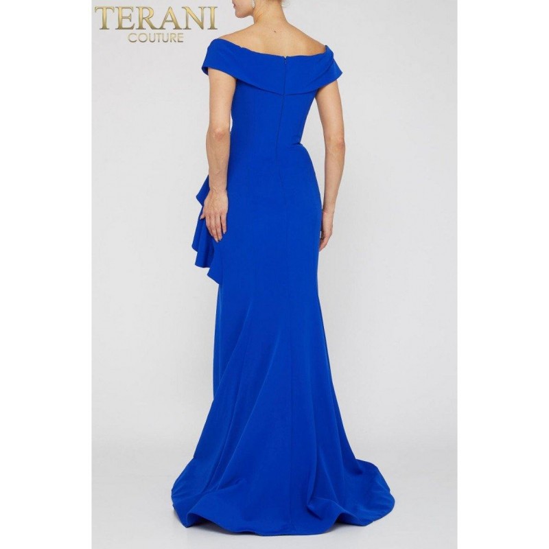 Terani Couture Long Off Shoulder Prom Dress 1911M9339