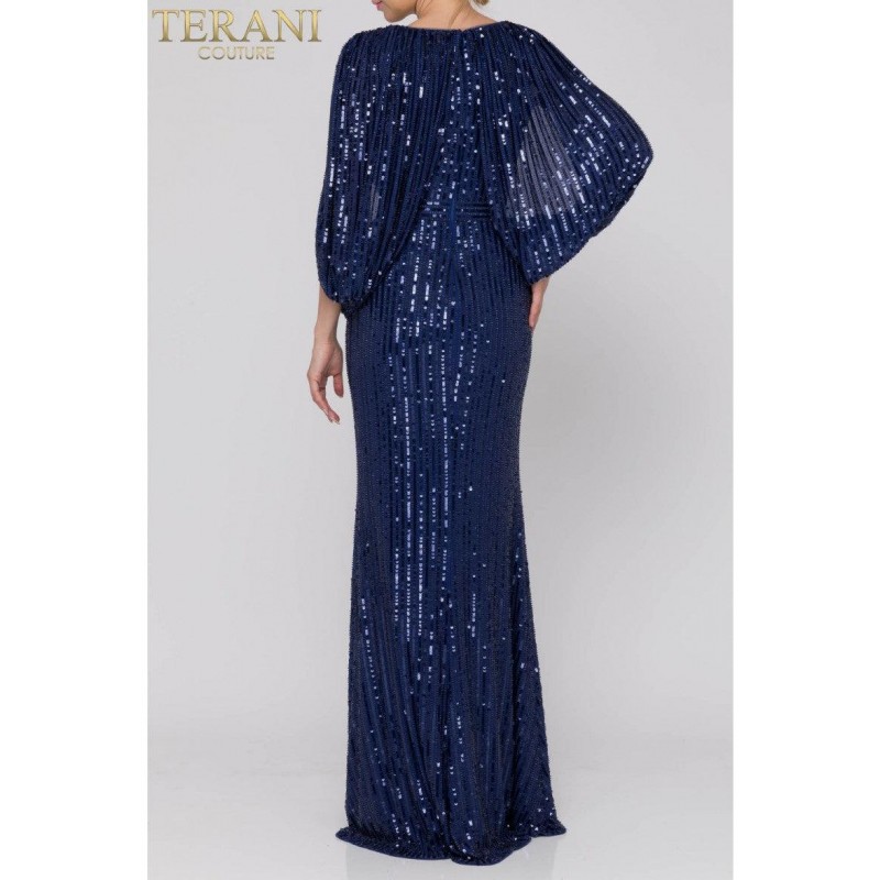 Terani Couture Elegant Caped Slim Knit Mother Of Bride Dress 2011M2154