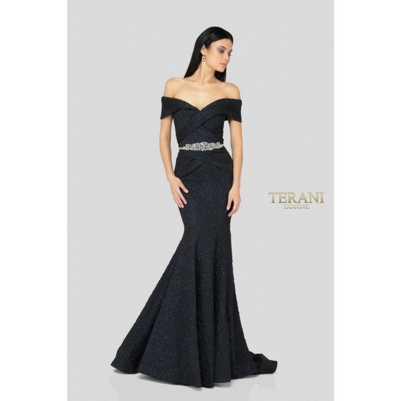 Terani Couture Long Off The Shoulder Evening Gown 1812M6657