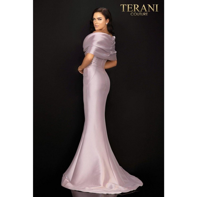 Terani Couture Mikado Off Shoulder Long Formal Gown 2011M2138