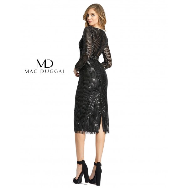 Mac Duggal Short Long Sleeve Sequins Dress 67528