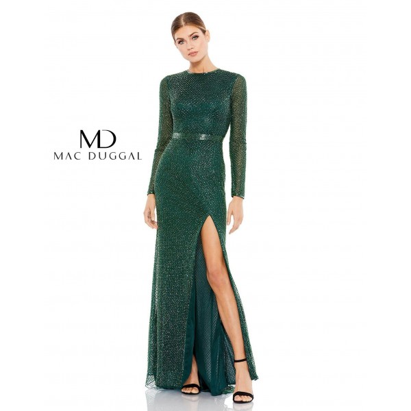 Mac Duggal Formal Beaded Long Sleeve Dress 5056