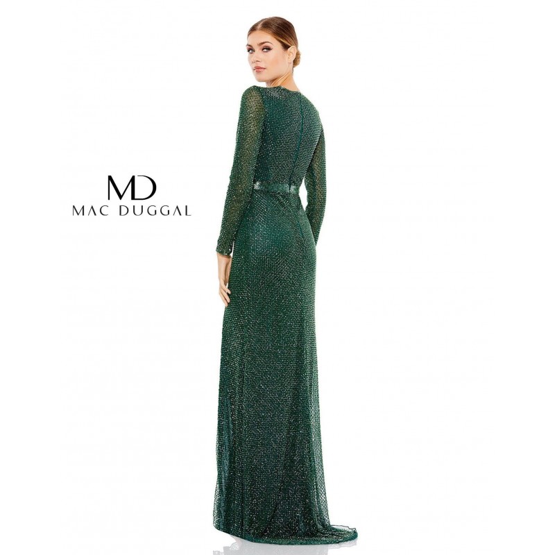Mac Duggal Formal Beaded Long Sleeve Dress 5056
