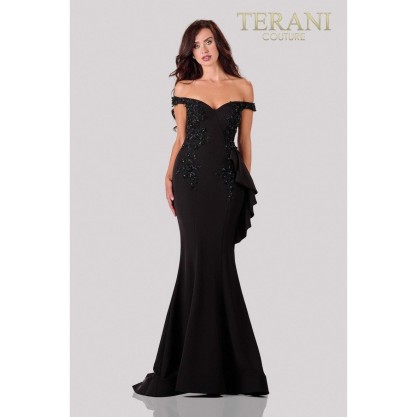 Terani Couture Off Shoulder Long Evening Dress 2111E4732