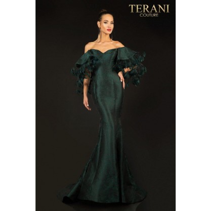 Terani Couture Off Shoulder Long Evening Gown 2021E2796