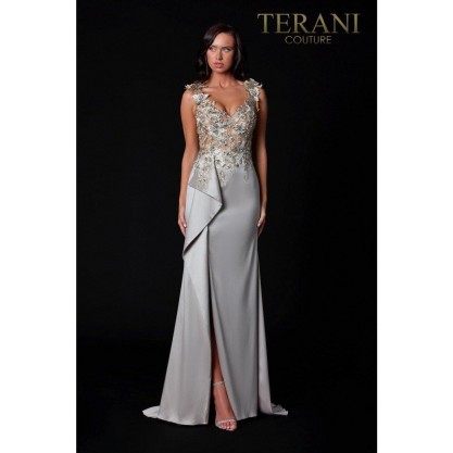 Terani Couture Evening Dress With Sheer Embellished Top 2111E4751