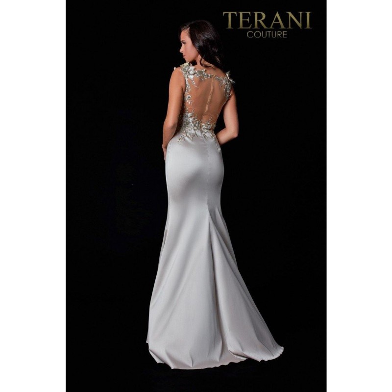 Terani Couture Evening Dress With Sheer Embellished Top 2111E4751