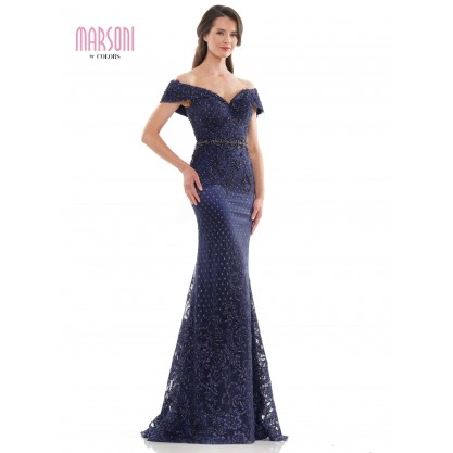 Marsoni Off Shoulder Beaded Long Gown 1122