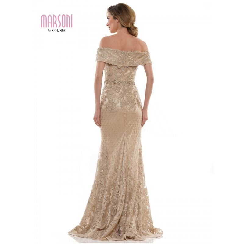 Marsoni Off Shoulder Beaded Long Gown 1122