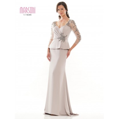 Marsoni Mother of the Bride Long Peplum Dress 1037
