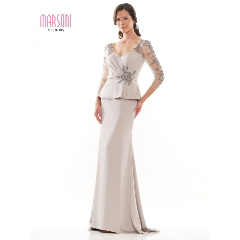 Marsoni Mother of the Bride Long Peplum Dress 1037