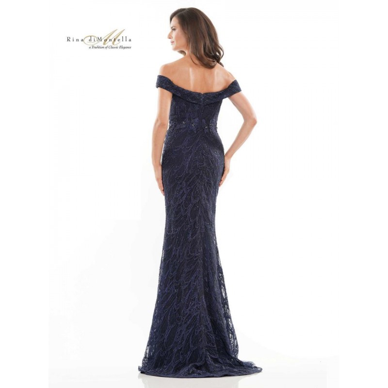 Rina di Montella Beaded Off Shoulder Long Dress 2739