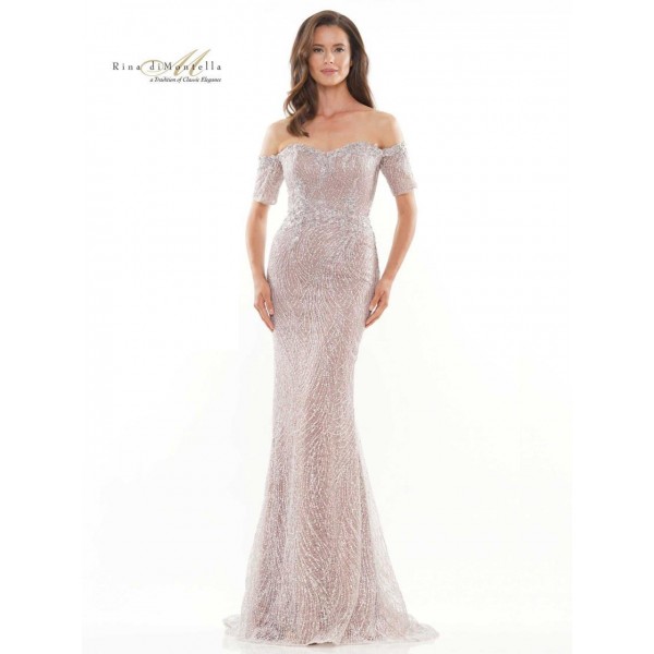 Rina di Montella Lace Off Shoulder Long Dress 2736
