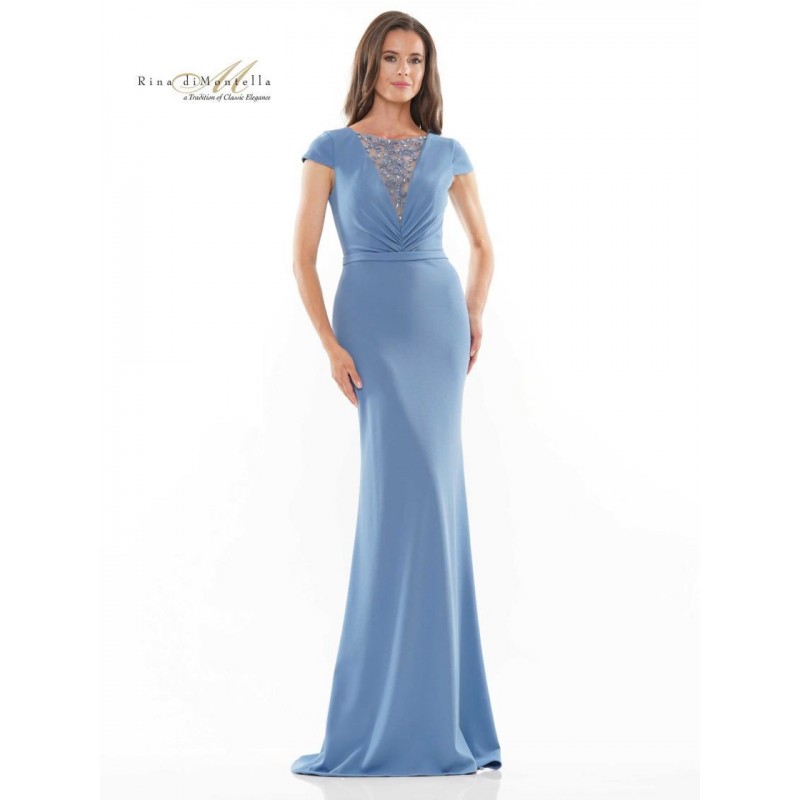 Rina di Montella Long Formal Beaded Dress 2729