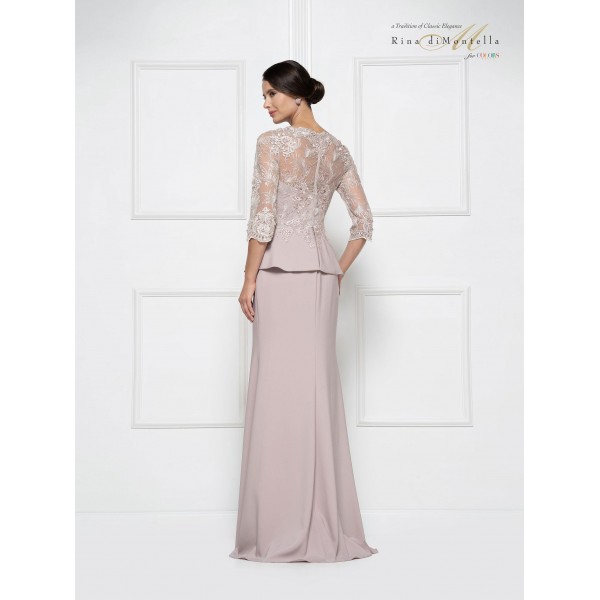 Rina di Montella Peplum Style Long Dress 2685