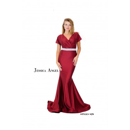 Jessica Angel Short Sleeve Long Formal Dress 879