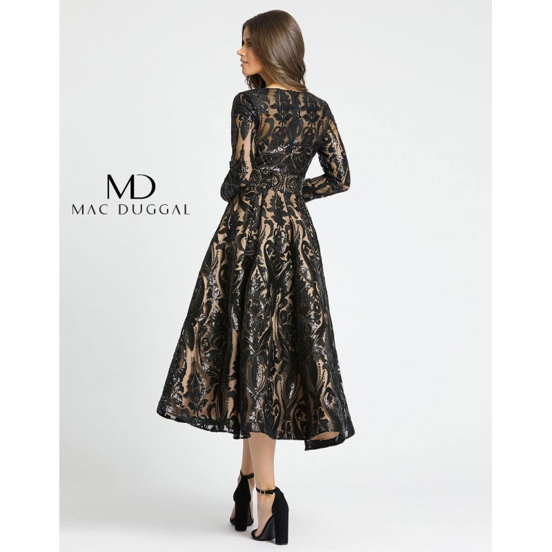 Mac Duggal Short Long Sleeve Sequins Dress Sale 67529