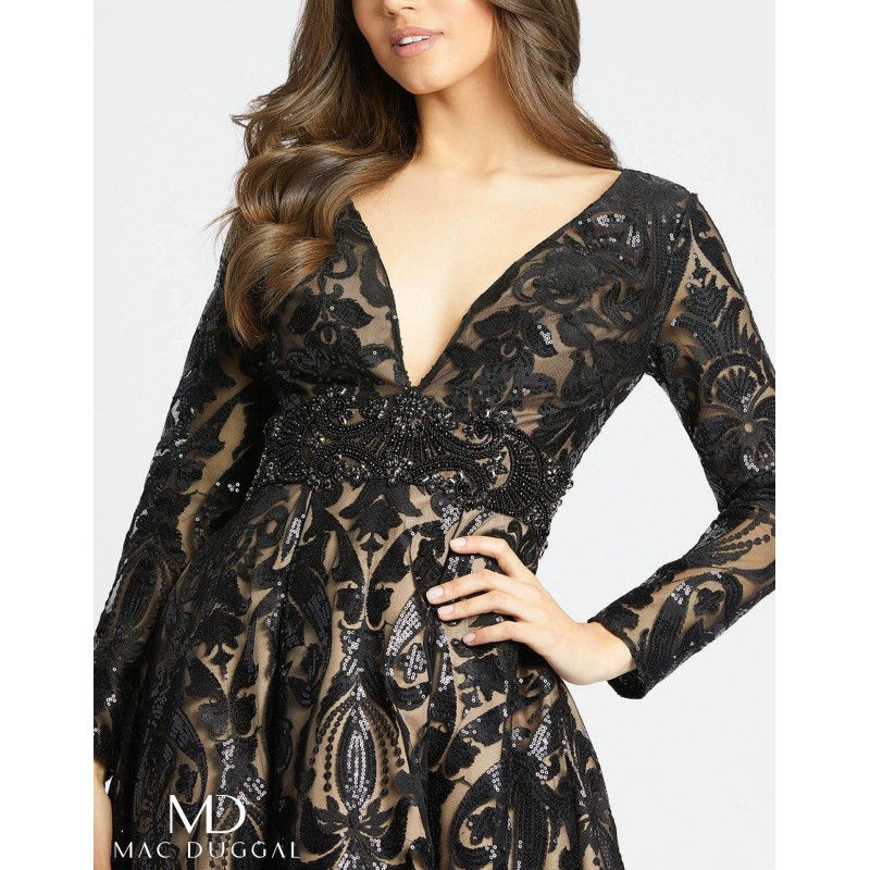 Mac Duggal Short Long Sleeve Sequins Dress Sale 67529