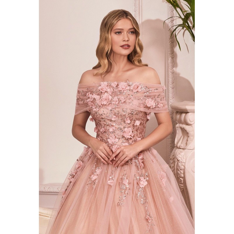 Long Off Shoulder Prom Gown