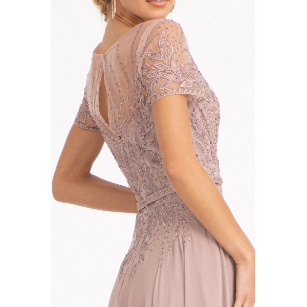 Short Sleeves Mother of the Bride Long Dress