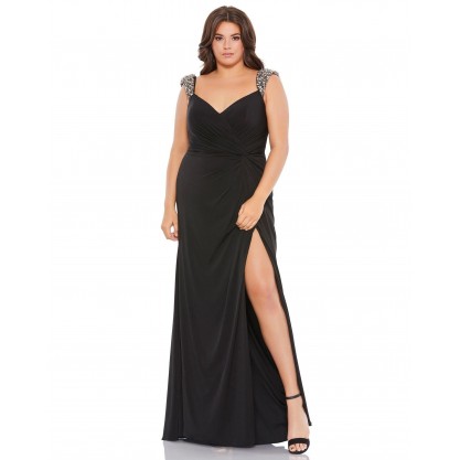 Mac Duggal Long Formal Plus Size Beaded Gown 49312