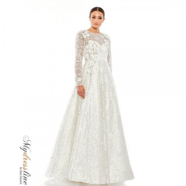Mac Duggal Embroidered Long Sleeve A Line Ball Gown Sale