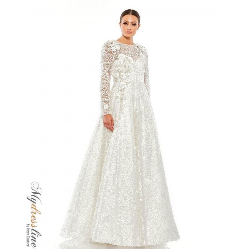 Mac Duggal Embroidered Long Sleeve A Line Ball Gown Sale