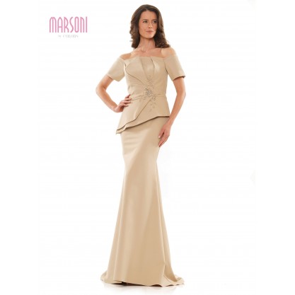 Marsoni Long Off Shoulder Fitted Formal Gown 1163