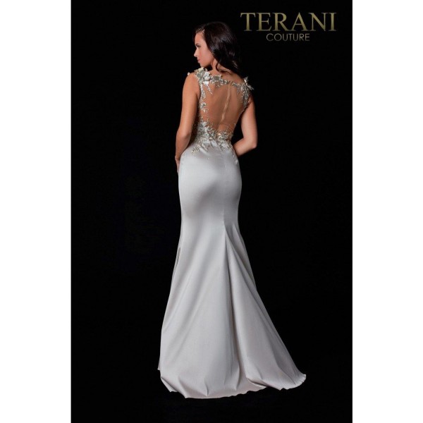 Terani Couture Evening Dress With Sheer Embellished Top Sale