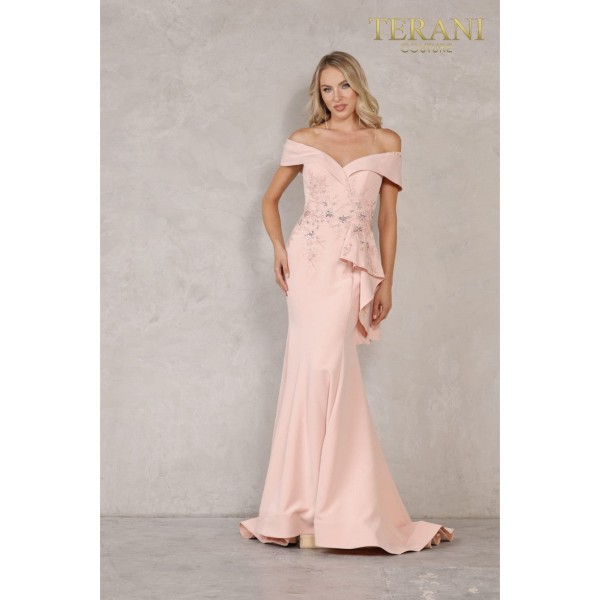 Terani Couture Long Off Shoulder Prom Dress Sale