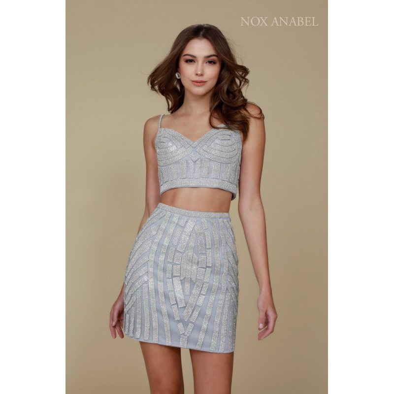 Short Two Piece Crop Top Prom Cocktail Dress