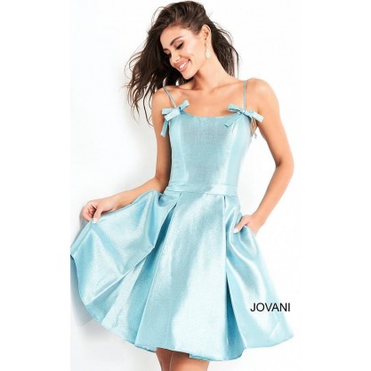 Jovani Short Metallic Homecoming Pleated Dress 03480
