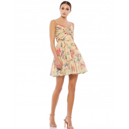 Mac Duggal Short Spaghetti Strap Floral Dress 55430