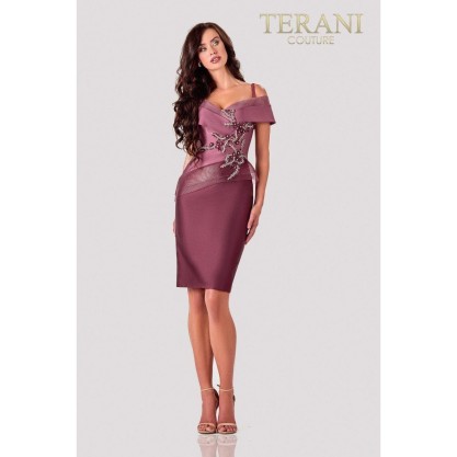 Terani Couture Short One Shoulder Dress 2111C4560