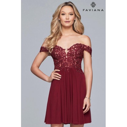 Faviana Off Shoulder Short Prom Dress 10155