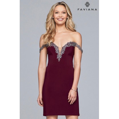 Faviana Off Shoulder Short Prom Dress S10152