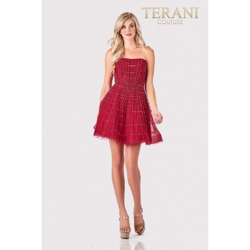 Terani Couture Strapless Short Prom Dress 2111P4250